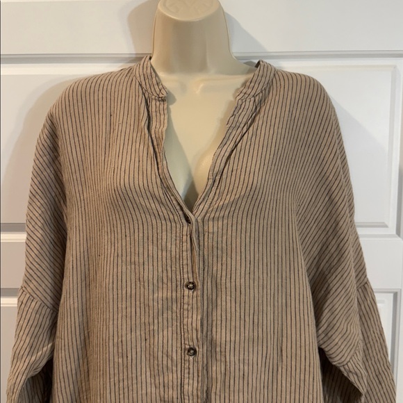 SAUTHS linen maxi dress in almond stripes large - Picture 10 of 15